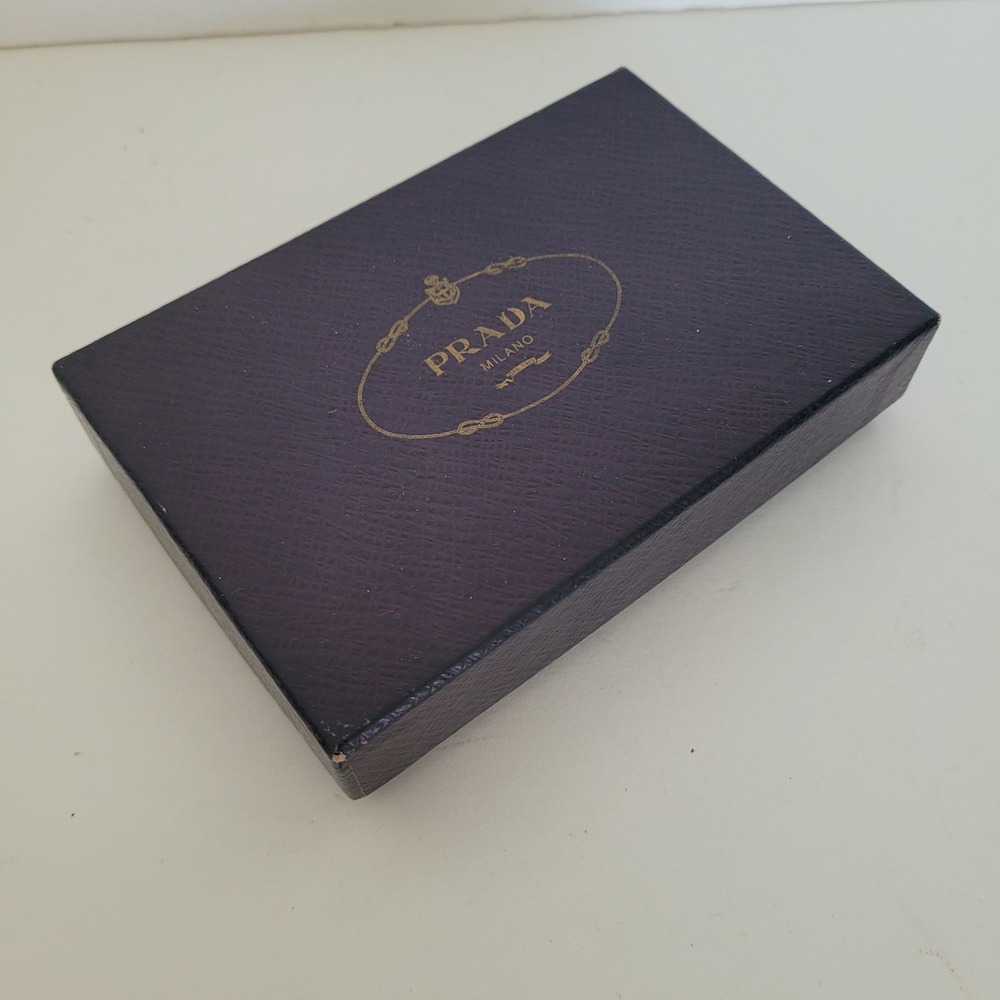 Prada Milano Luxury Storage Box Navy Blue Saffiano Small Wallet Jewelry Gift Box